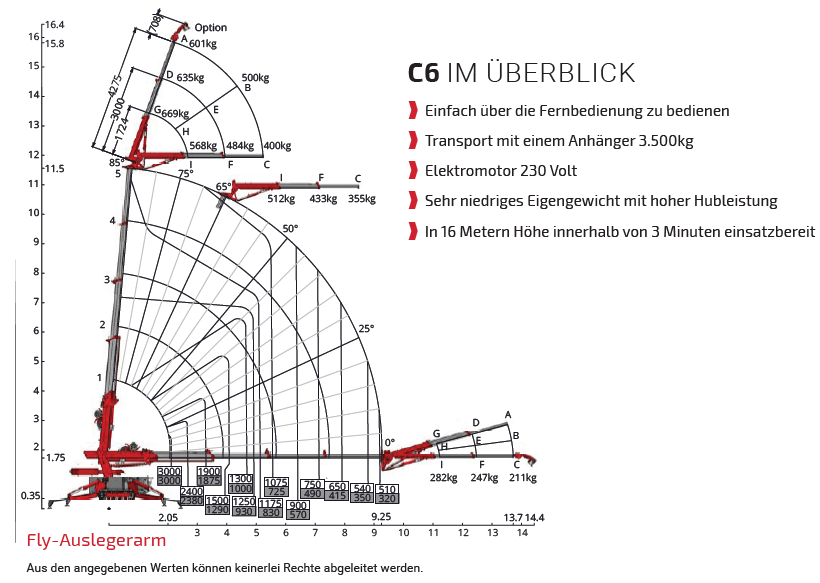 Arbeitsbereich Miniraupenkran HOEFLON C6